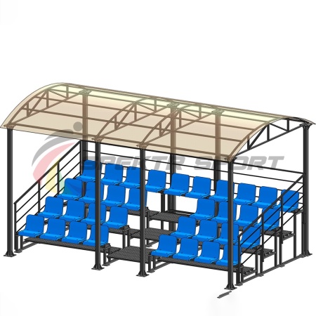 Купить Трибуна для зрителей 4 ряда на 34 места с навесом и перилами в Нижнем Ломове 